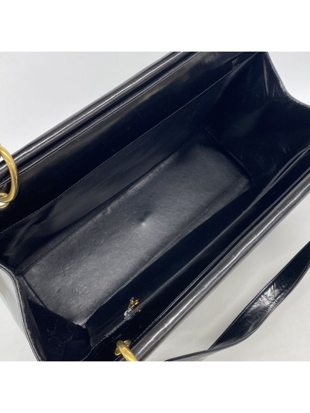 Chanel Tote Bag Quilted Patent Leather Black Gold - Picture 4 of 12